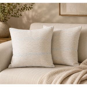 Boho Square Cushion Pillow Covers Beige Handmade Thailand  18.5" Huanfai Daing